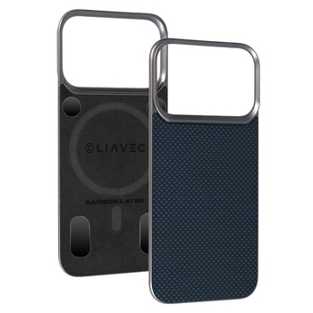 Liavec Carbon Layer Magsafe Aramid Fiber Cover für iPhone 17 Pro Max Blau