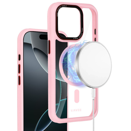 Liavec Hybrid Magsafe Clear Case do Iphone 15 Pro jasnoróżowy