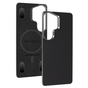 Liavec Carbon Layer Magsafe Aramid Fiber Cover für Samsung Galaxy S26 Ultra Schwarz