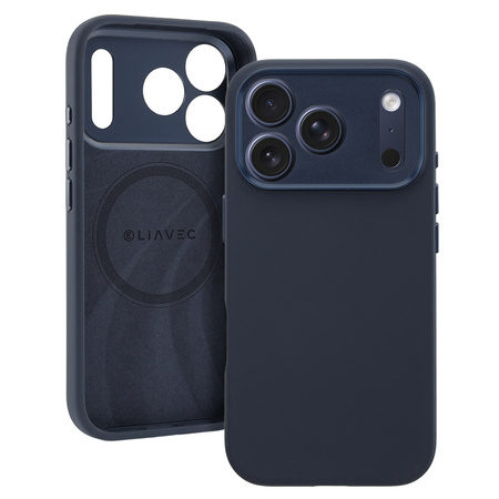 Liavec Silk Shield Case with Metal Camera Frame do Iphone 17 Pro granatowy