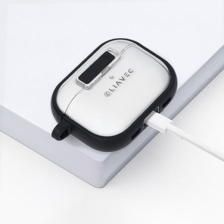 Liavec SlideLock Case für Apple AirPods Pro 3 Transparent-Schwarz