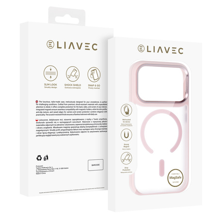 Liavec Cloudy Case with Metal Camera Frame do Iphone 18 Pro/17 Pro różowy (Camera Control Button)