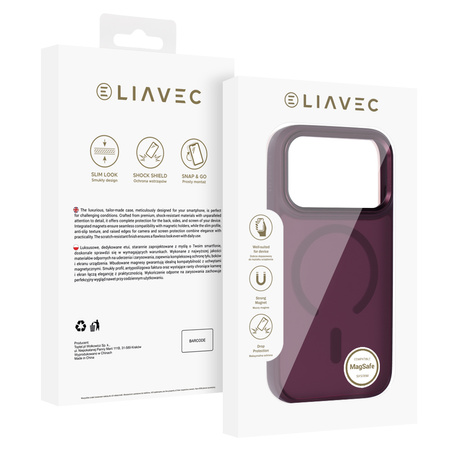 Liavec Cloudy Case with Metal Camera Frame do Iphone 18 Pro/17 Pro fioletowy (Camera Control Button)