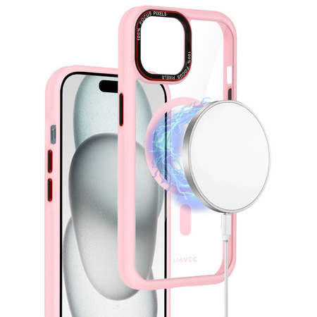 Liavec Hybrid Magsafe Clear Case do Iphone 15 jasnoróżowy