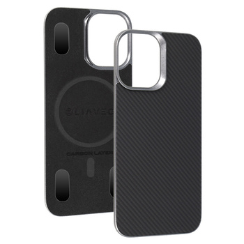 Liavec Carbon Layer Magsafe Aramid Fiber Cover für iPhone 17 Schwarz