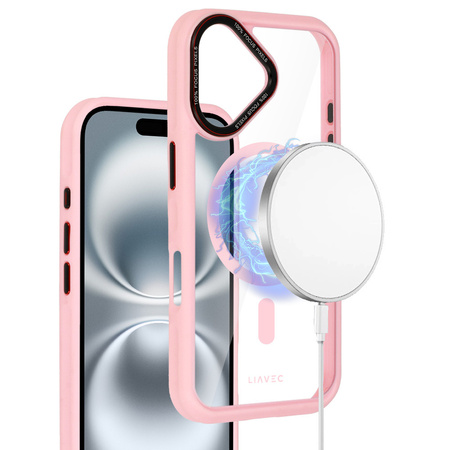 Liavec Hybrid Magsafe Clear Case do Iphone 16 jasnoróżowy