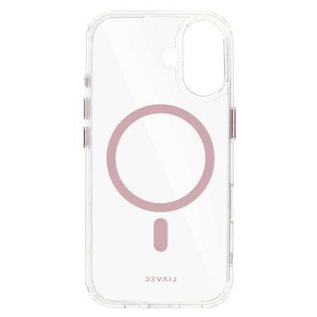 Liavec Glossy Magsafe Clear Case do Iphone 16 różowy