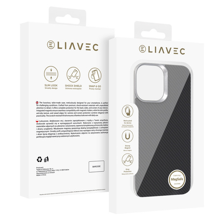 Liavec Carbon Layer Magsafe Aramid Fiber Cover do Iphone 17 czarny