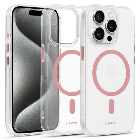 Liavec Glossy Magsafe Clear Case do Iphone 15 Pro różowy