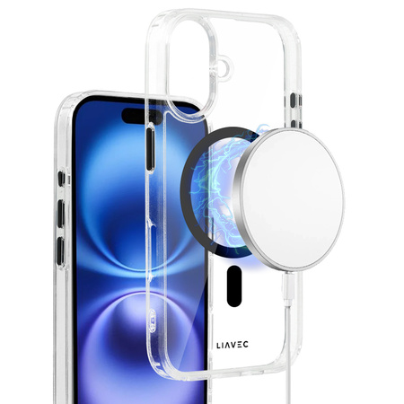 Liavec Glossy Magsafe Clear Case do Iphone 16 czarny