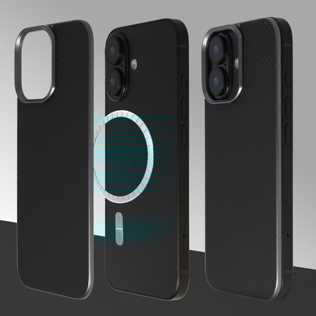 Liavec Carbon Layer Magsafe Aramid Fiber Cover für iPhone 17 Schwarz