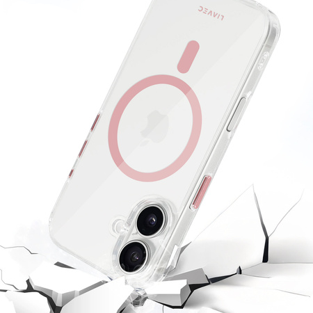 Liavec Glossy Magsafe Clear Case do Iphone 16 różowy
