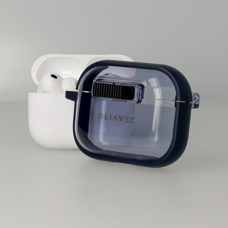 Liavec SlideLock Case für Apple AirPods Pro 3 Transparent-Blau