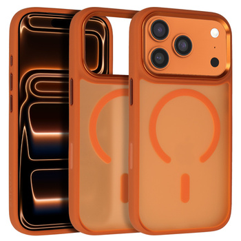 Liavec Cloudy Case with Metal Camera Frame do Iphone 17 Pro pomarańczowy (Camera Control Button)