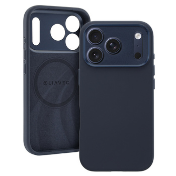 Liavec Silk Shield Case with Metal Camera Frame do Iphone 17 Pro granatowy