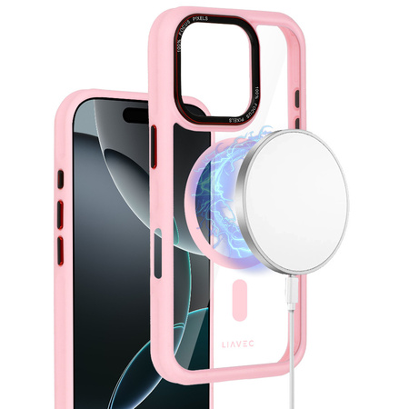 Liavec Hybrid Magsafe Clear Case do Iphone 16 Pro jasnoróżowy