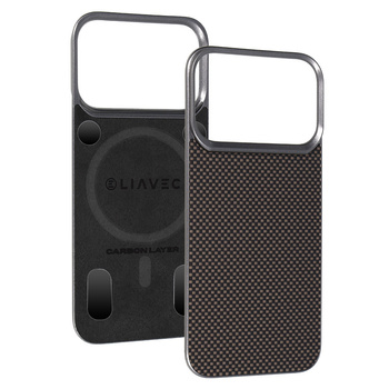 Liavec Carbon Layer Magsafe Aramid Fiber Cover für iPhone 17 Pro Max Gold