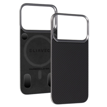 Liavec Carbon Layer Magsafe Aramid Fiber Cover für iPhone 17 Pro Max Schwarz