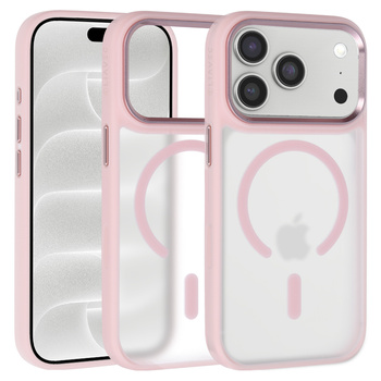 Liavec Cloudy Case with Metal Camera Frame do Iphone 18 Pro/17 Pro różowy (Camera Control Button)