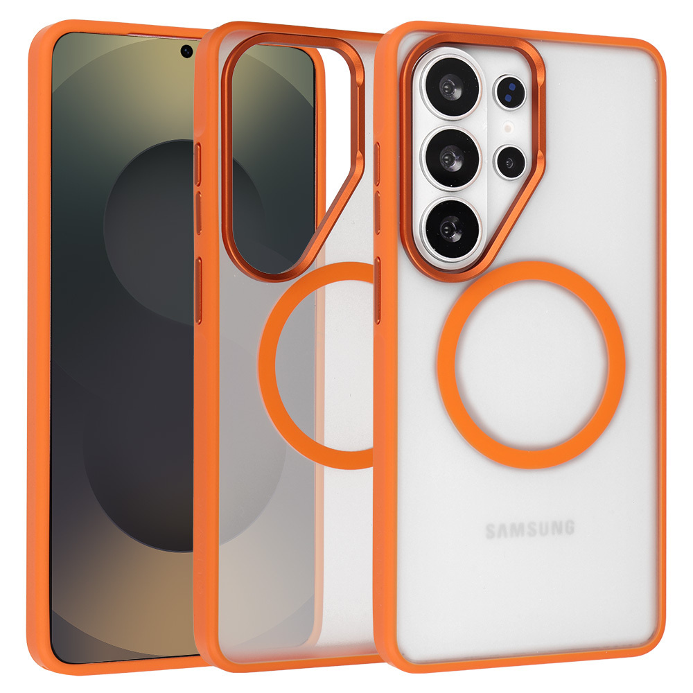 Liavec Soft Case Metal Frame do Samsung Galaxy S26 Ultra pomarańczowy