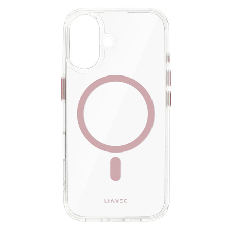 Liavec Glossy Magsafe Clear Case do Iphone 16 różowy