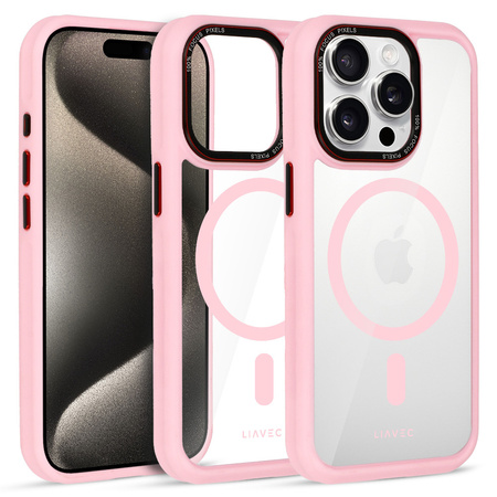Liavec Hybrid Magsafe Clear Case do Iphone 15 Pro jasnoróżowy