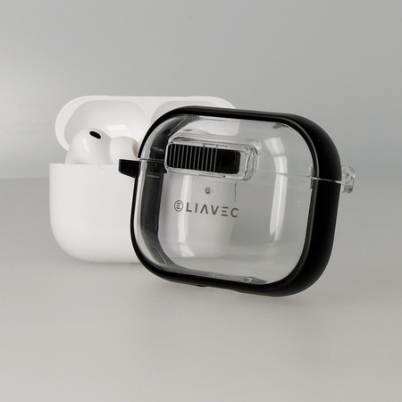Liavec SlideLock Case für Apple AirPods Pro 3 Transparent-Schwarz